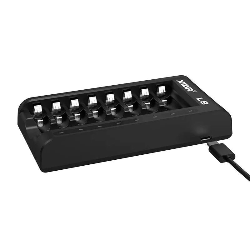 Įkroviklis AA/AAA baterijoms 1,5 V ir 1,2 V, išmanusis - 8 lizdai