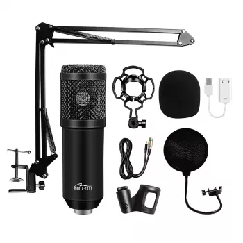 Laidinis kompiuterinis mikrofonas MEDIA-TECH MT397K su XLR įėjimu, stalinis stovas, 2,4 m laidas, 20–20000 Hz, -32 dB jautrumas