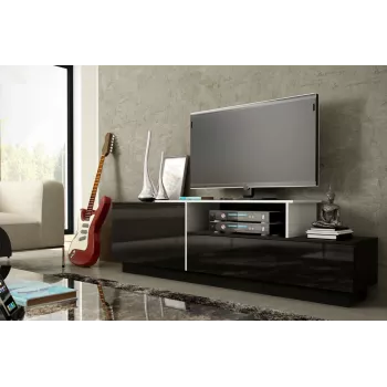 Cama TV spintelė SIGMA 3 180 juodas/juodas blizgus + biały
