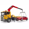 BRUDER Scania Super 560R pagalbos kelyje komplektas su vilkiku ir roadster