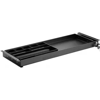 SpeaKa Professional SP-10938492 po stalu montuojamas stalčius 740 mm x 449 mm užrakinamas Aukščio reguliavimas: 50,8 mm (maks.) Juodas (SP-10938492)