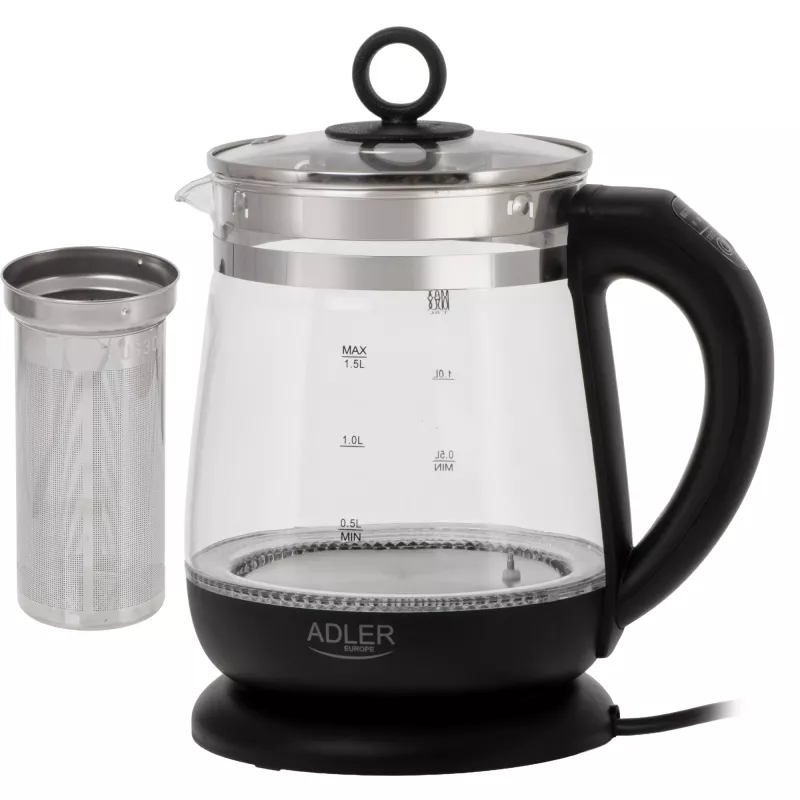 Adler AD 1299 elektrinis virdulys, 2200 W, 1,5 L, juodas