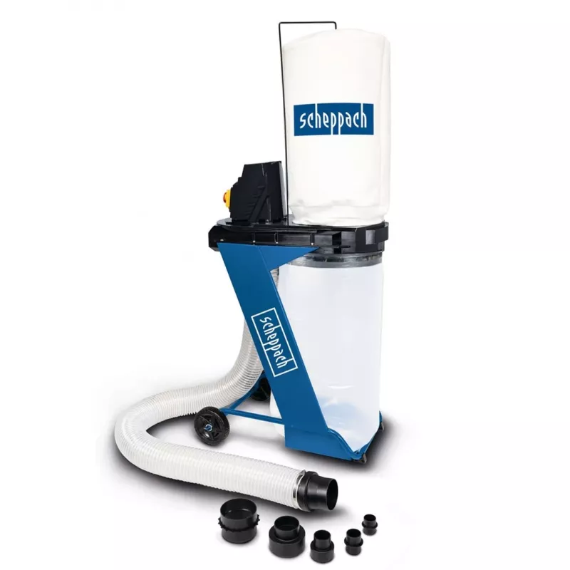 Sausas siurblys Scheppach DC500 — 75 L, 550 W, 1150 m³/h, 2 m žarna, 10 cm skersmuo