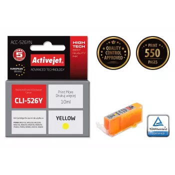 Activejet ACC-526YN rašalo kasetė (Canon CLI-526Y pakaitalas; Supreme; 10 ml; geltona)