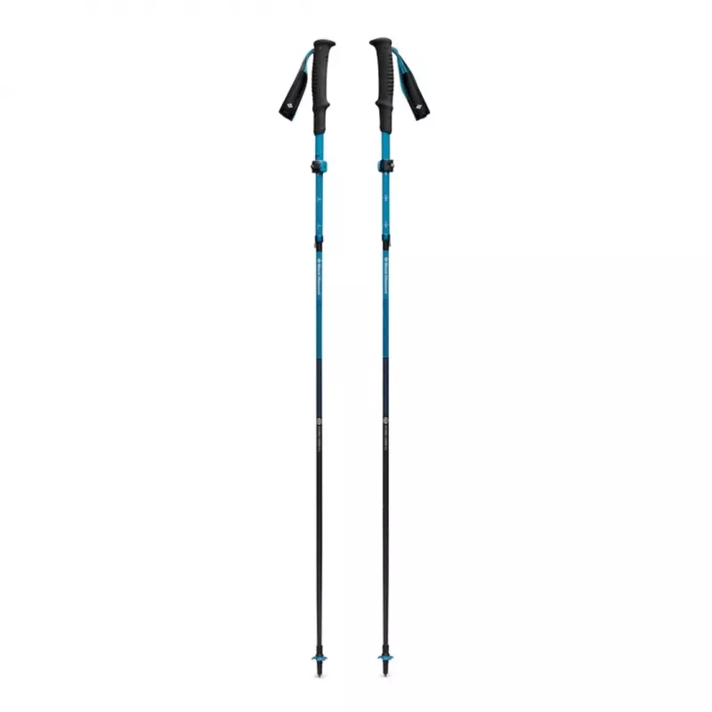 Trekkingo lazdos Black Diamond Distance Carbon FLZ, reguliuojamos 110–125 cm, anglies velenas, sulankstomos, 3 segmentai, 336 g