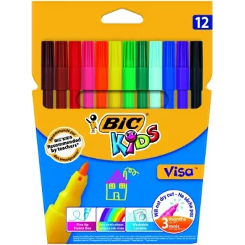 Plonas rašiklis flomasteris BIC Visa Multicolour 12 vnt.