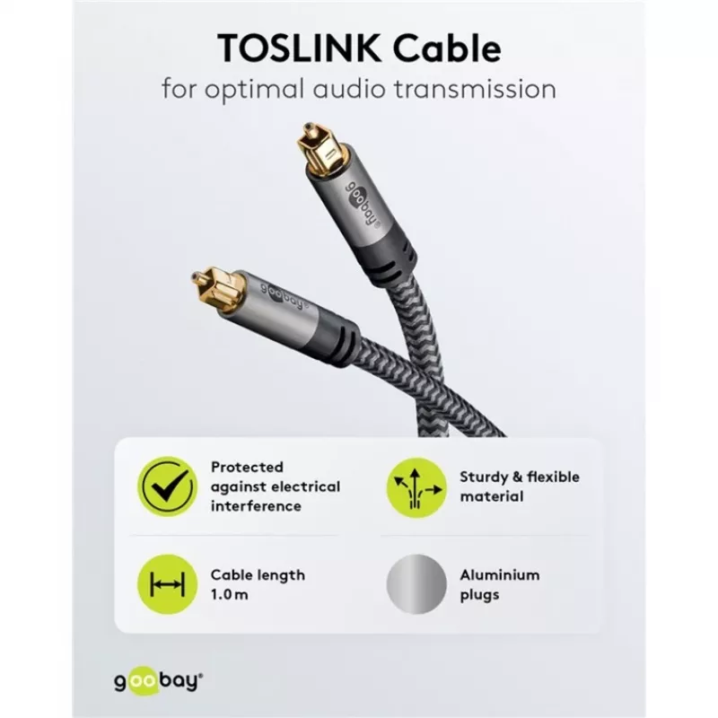 Plus Toslink laidas (juodas/sidabrinis, 5 m)