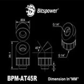 BitsPower Artemis 45° besisukanti jungtis, matinė juoda