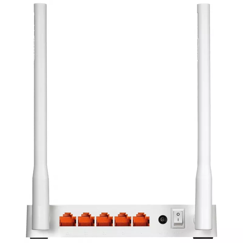 Stalinis maršrutizatorius TOTOLINK N300RT – vienos juostos 2.4 GHz Wi‑Fi 4, 300 Mbps, 5x RJ-45 Fast Ethernet prievadai, 2 išorinės 5 dBi antenos