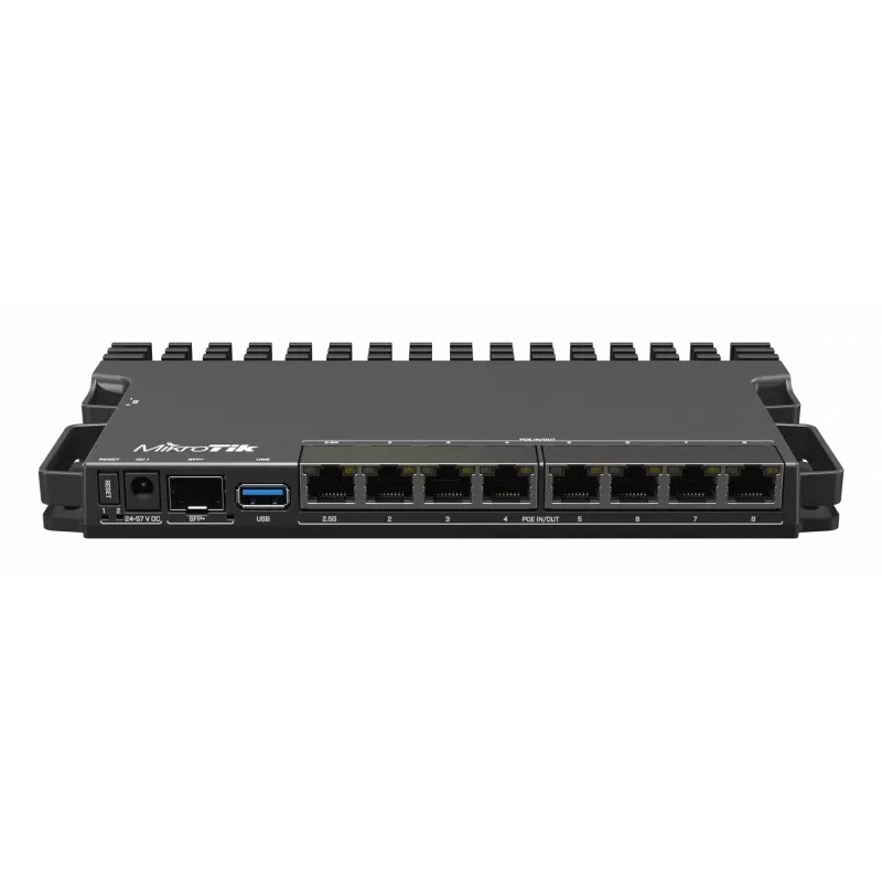 Laidininis maršrutizatorius MikroTik RB5009UPR+S+IN — 8x RJ-45 PoE prievadai, 2,5GbE, SFP+ lizdas, RouterOS