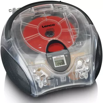 Nešiojamas radijo CD grotuvas Lenco SCD-24TR – FM, 4W, LCD, teleskopinė antena, AC/DC, 6×C baterijos