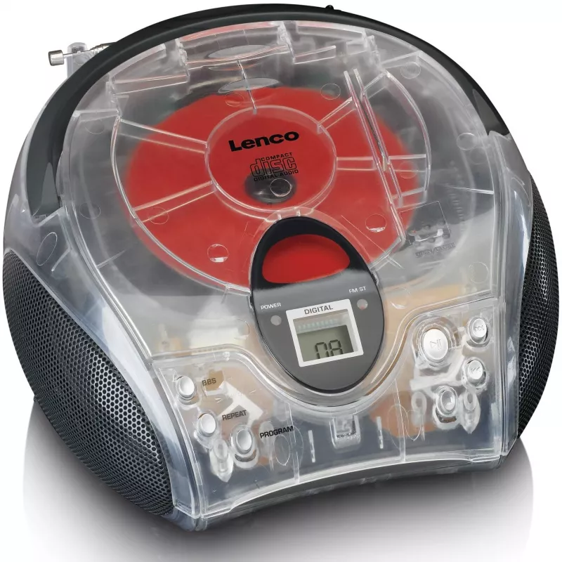 Nešiojamas radijo CD grotuvas Lenco SCD-24TR – FM, 4W, LCD, teleskopinė antena, AC/DC, 6×C baterijos