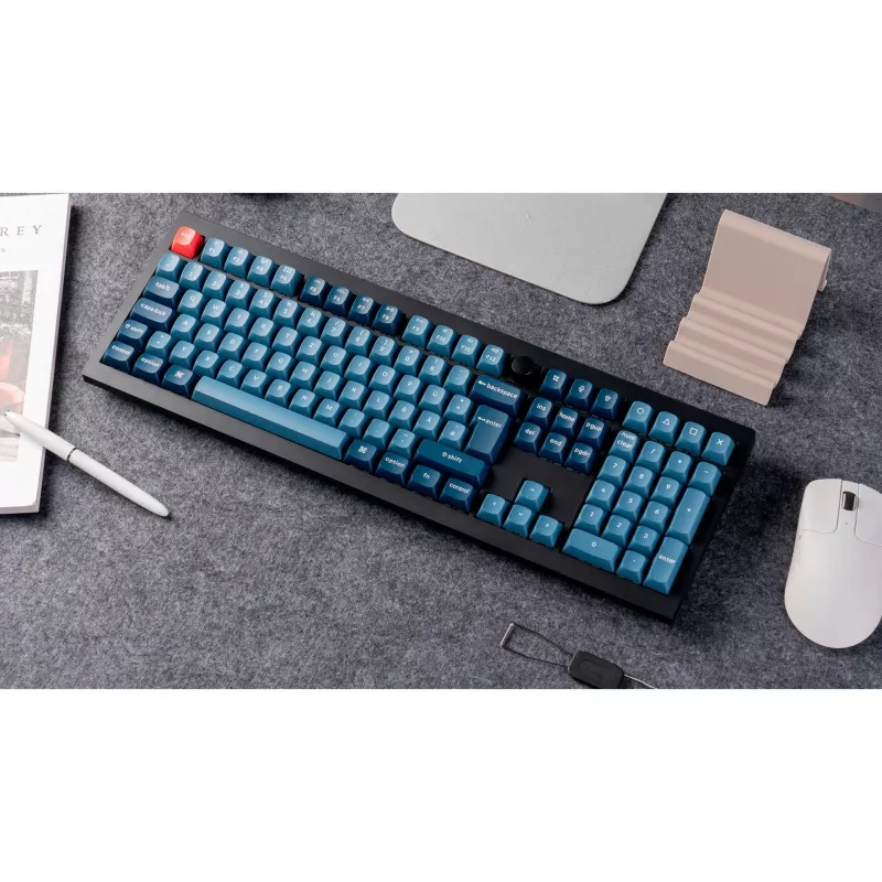 Keychron V6 Max, Gaming klaviatūra, juoda/mėlynai pilka, DE išdėstymas, Gateron Jupiter Red, Hot-Swap, RGB