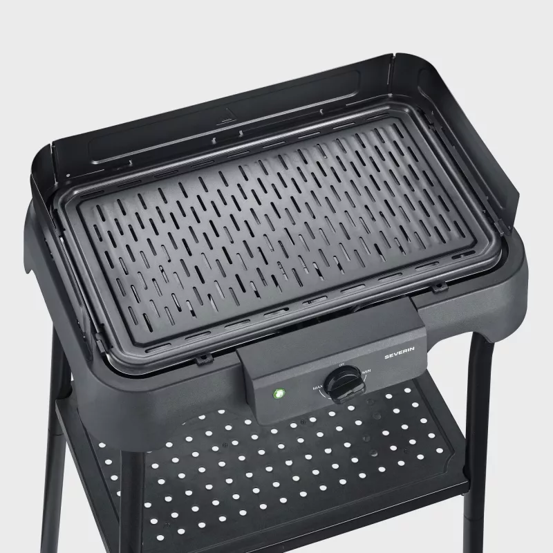 Elektrinis stalinis grilis SEVERIN PG 8596, 2000 W, stačiakampė grotelė, juodas, sukamasis valdiklis