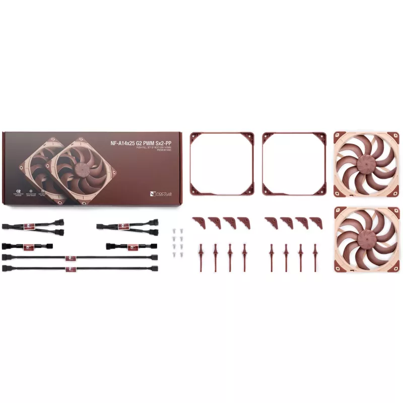 Noctua NF-A14x25 G2 PWM Sx2 PP 140mm dvigubas ventiliatorių rinkinys