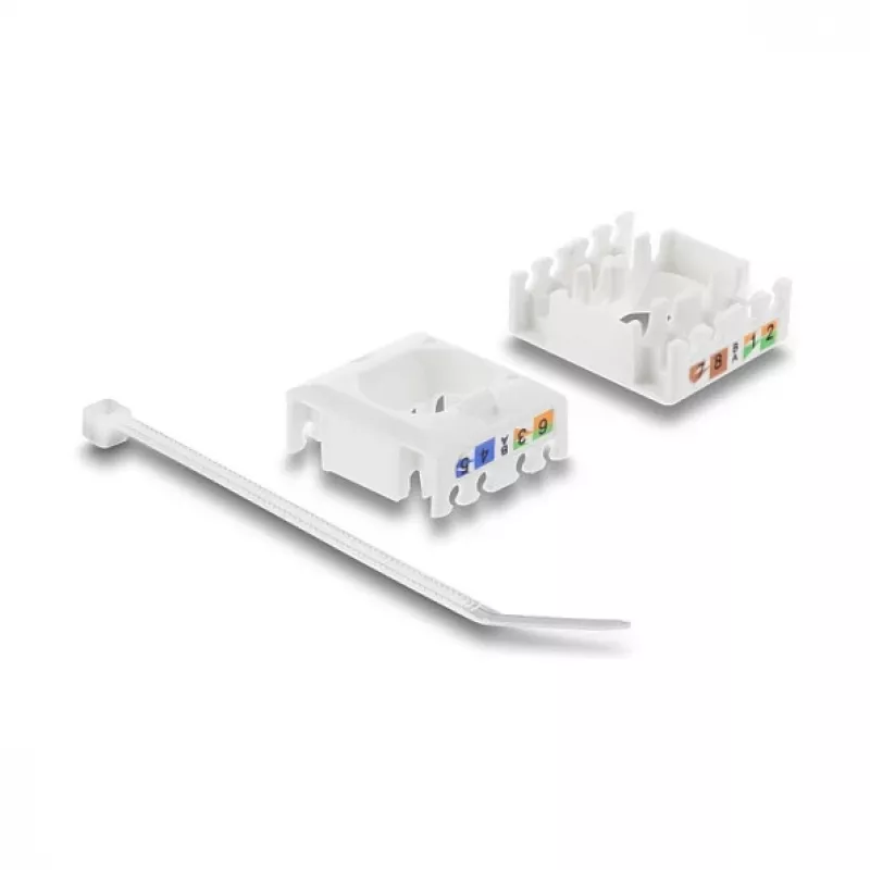 Delock 90799 Keystone modulis RJ45 į LSA Cat.6 UTP, be įrankių, su apsauginiu dangteliu, baltas/juodas