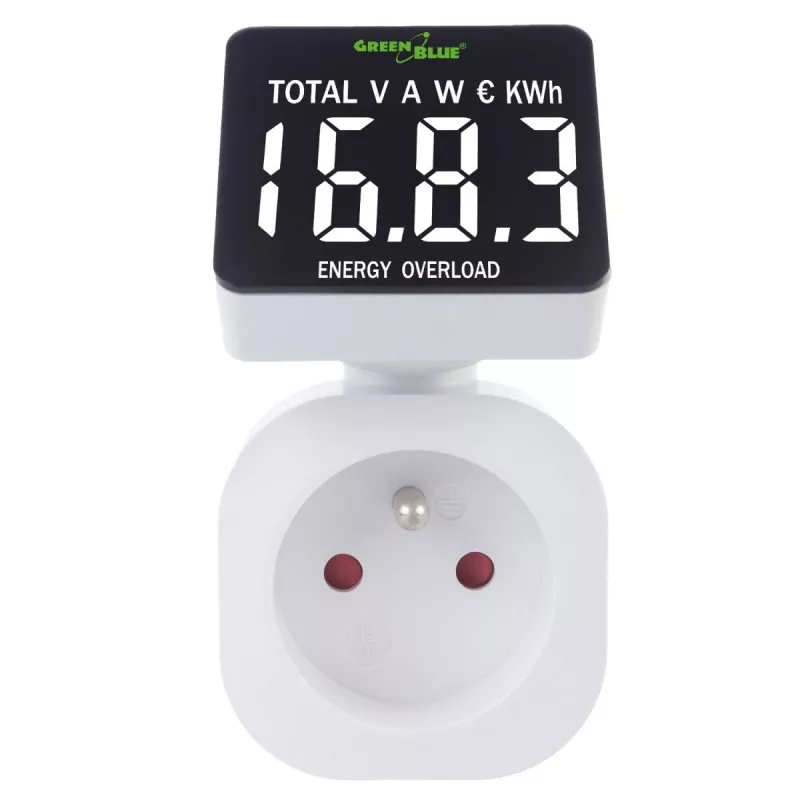 Energijos matuoklis GreenBlue GB620E 220V, 16A, kištukinis galios/energijos monitorius