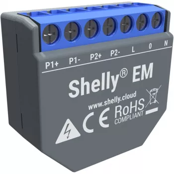 SHELLY EM išmanusis energijos matuoklis ir relė su Wi-Fi valdymu