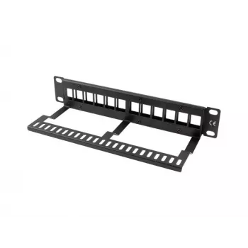 LANBERG PPKS-9112-B aklina plokštė stelažui, 12 prievadų, 1U, metalinė, pilka, 254×44,5×99,3 mm