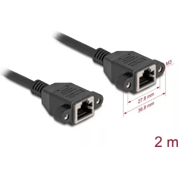 DeLOCK 90785 tinklo kabelis 2 m Cat6a S/FTP juodas