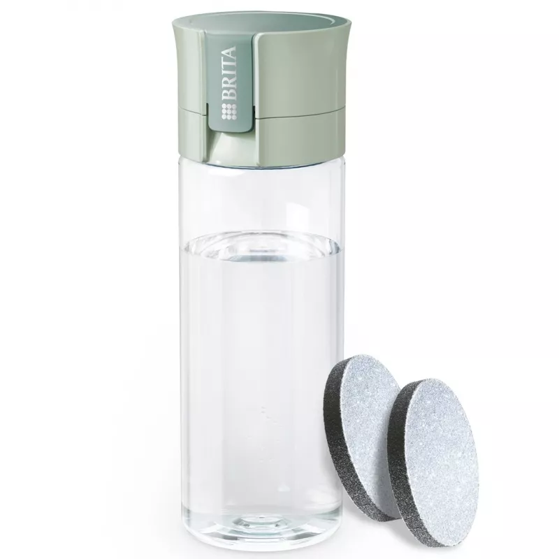 Vandens butelis daugkartinis BRITA Fill&Go Vital 600 ml su integruotu MicroDisc filtru, Žalias