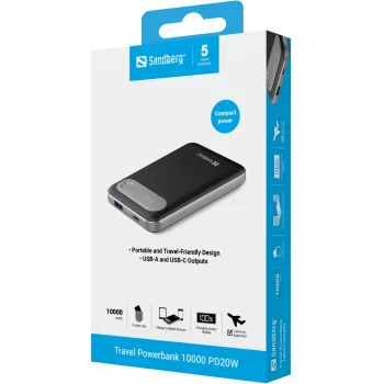 Powerbank Sandberg Travel 10000 PD20W 10000 mAh Li-Pol