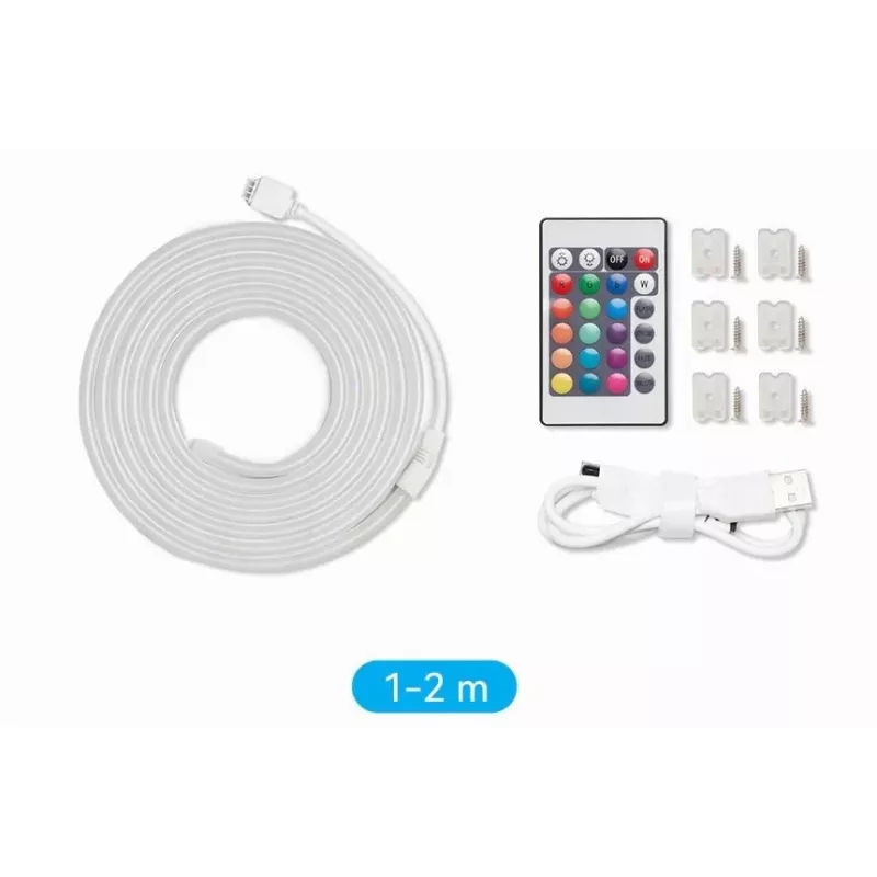 LED juostinis šviestuvas Vention PAEWH 2 m, USB maitinimas 5V, RGB su IR nuotolinio valdymo pulteliu, montavimas ant dvipusės juostos