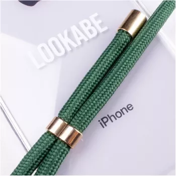 Dėklas vėrinys iPhone Xs Max Lookabe – auksinis su žaliu dirželiu