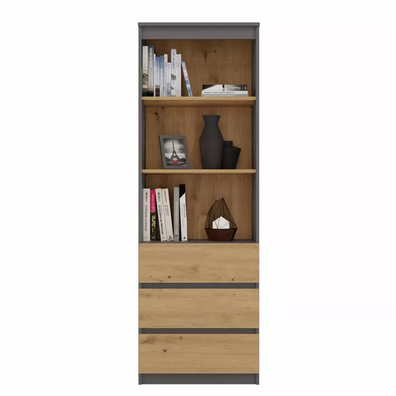 Biuro spintelė knygoms top e shop RS-60 ANT/ART KPL — 3 lentynos, medžio drožlių plokštė, 600×350×1800 mm