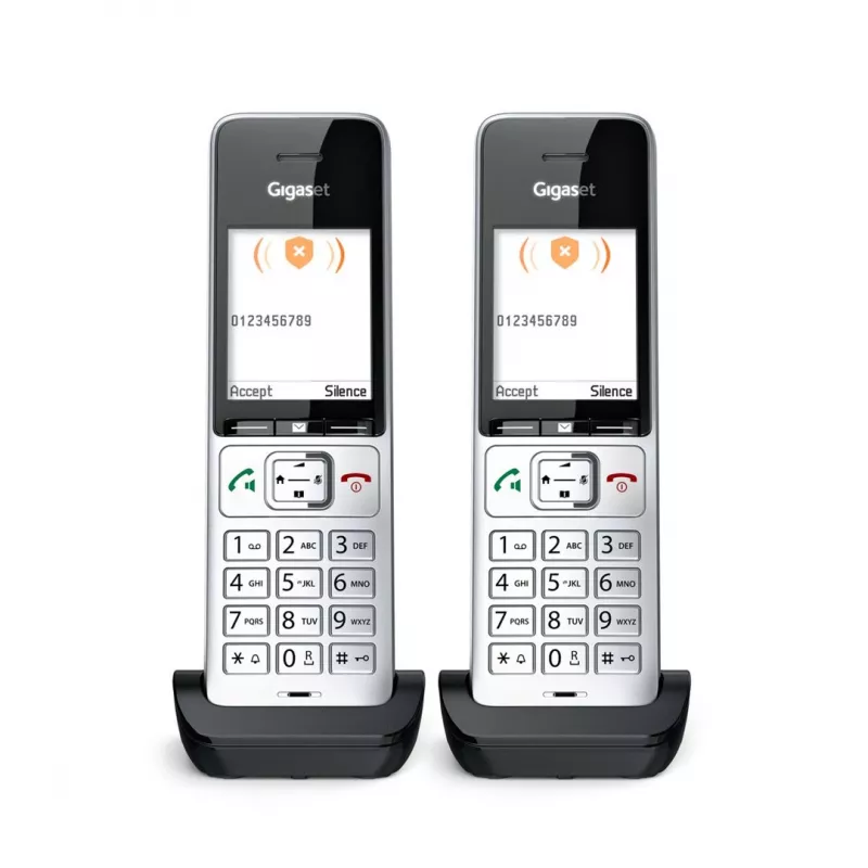 Gigaset COMFORT 500HX duo analoginis/DECT telefono aparatas su skambučio ID, juodas, sidabrinis