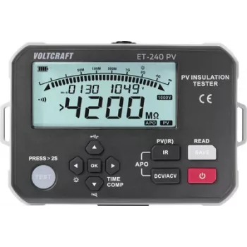 Voltcraft ET-240 PV izoliacijos matuoklis 125 V, 250 V, 500 V, 1000 V 4000 MΩ