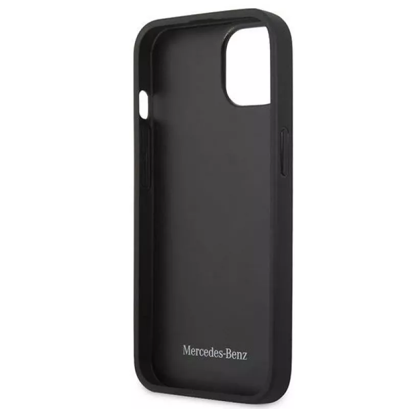 Mercedes MEHCP13SPSQRE iPhone 13 mini 5,4 inch raudonas kietas odinis dėklas su žvaigždžių raštu
