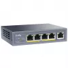 Cudy GS1005P tinklo jungiklis – 5 prievadų Gigabit Ethernet su 4 PoE prievadais, 60 W, metalinis korpusas, montuojamas į stelažą