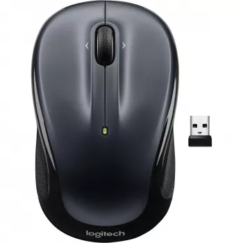 LOGITECH M325s pelė, dešinei ir kairei rankai, optinė, 5 mygtukai, belaidė 2,4 GHz, USB belaidis imtuvas, tamsiai pilka