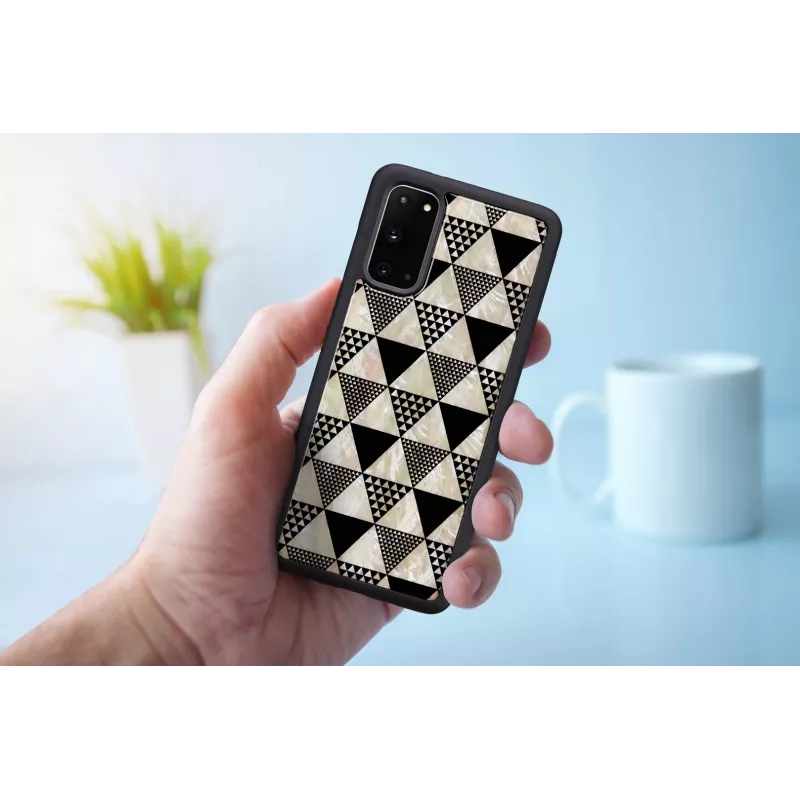 Apsauginis telefono dėklas iKins Samsung Galaxy S20 – piramidės tekstūra, juodas