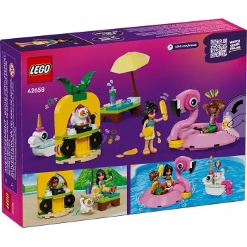 Konstruktorius LEGO Friends 42658 Baseinas su vienaragiu ir flamingo, personažai ir aksesuarai
