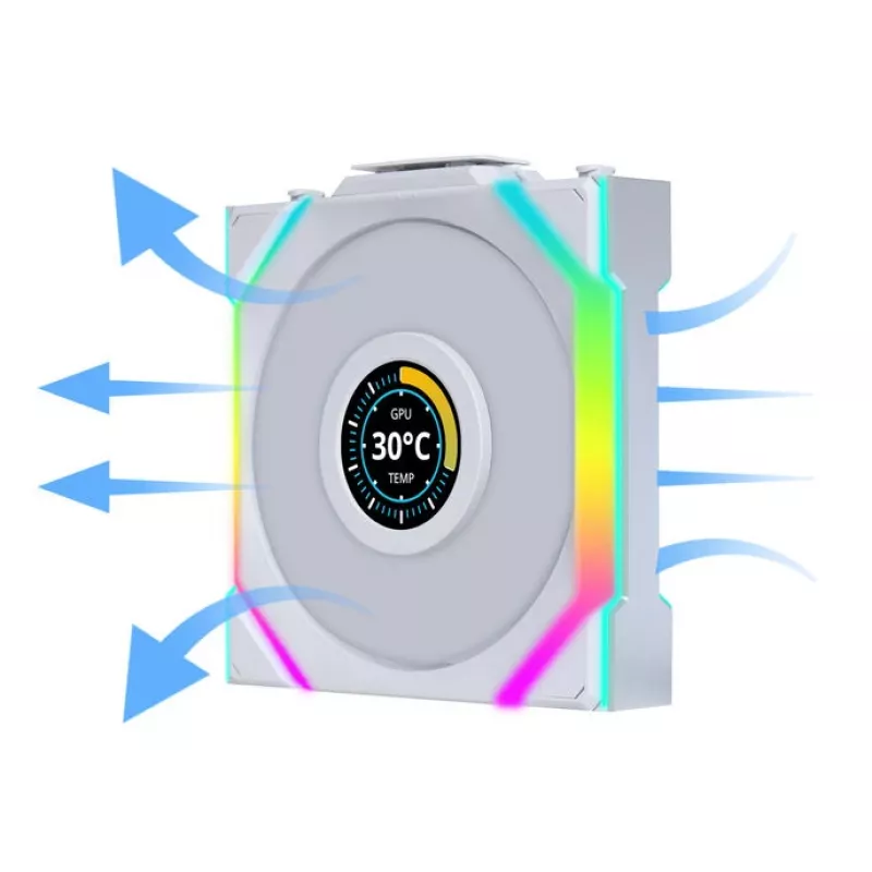 Ventiliatorius Lian Li UNI FAN SL Wireless LCD 120 12 cm Baltas 31 dB 51.45 cfm