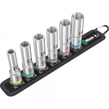 Veržliarakčių lizdų rinkinys Wera 05004565001 1/2 inch ilgi lizdai su tekstiliniu diržu