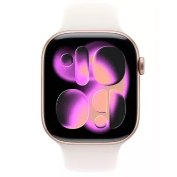 Apple Watch Series 11 GPS 46mm rožinio aukso aliuminio korpusas su šviesiai rožiniu sportiniu dirželiu S/M