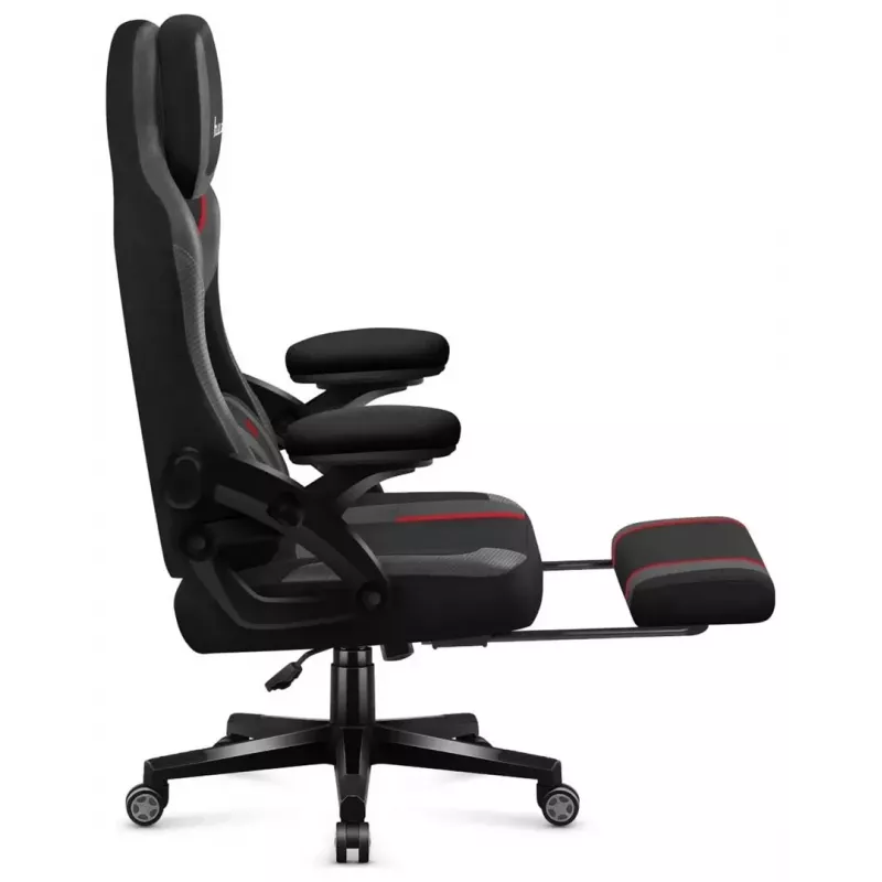 Žaidimų kėdė Huzaro Force 4.6 – audeklinė sėdynė, ergonomiška, reguliuojamas aukštis ir atlošas, juosmens atrama, 130 kg