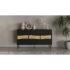 Komoda Cama Meble INSERTO 3D 143,5×40×80 cm juoda su LED, medžio drožlių plokštė, 16 mm rėmas