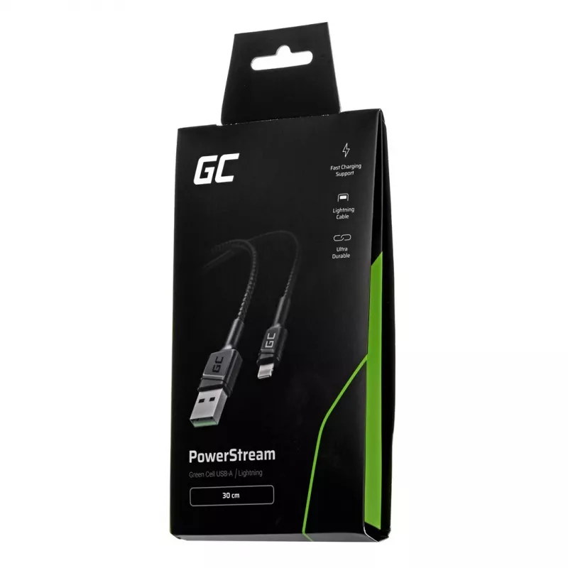 Green Cell KABGC24 Laidinys Lightning 0,3 m Juoda