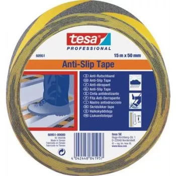 Anti-slip juosta Tesa 60951 Juoda/Geltona 15 m x 50 mm, aukšto matomumo saugos sukibimas