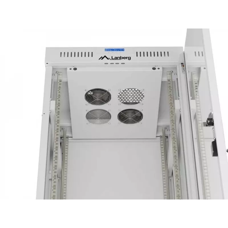 LANBERG 19 colių 32U stovimas serverio spintos stovas 600×600 mm pilkas su perforuotomis durelėmis ir LCD (Flat Pack)