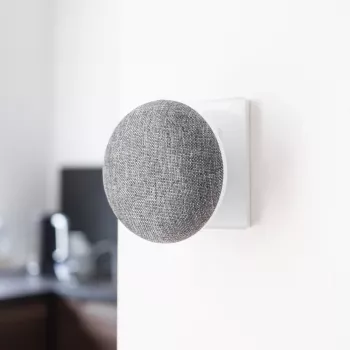 Prie durų skambučio garsiakalbis Hombli Doorbell Chime 2, belaidis 433,92 MHz, AC 110–240V, C tipo kištukas, pilka/balta