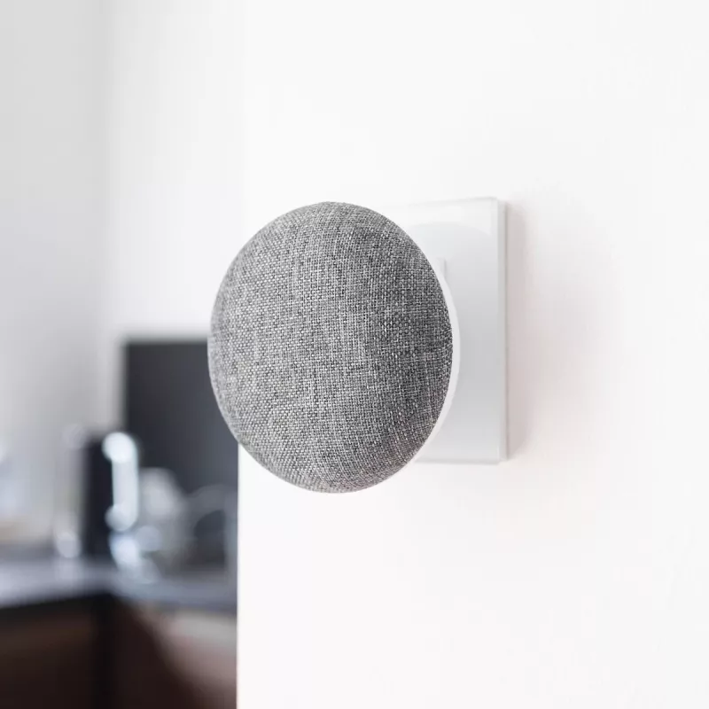 Prie durų skambučio garsiakalbis Hombli Doorbell Chime 2, belaidis 433,92 MHz, AC 110–240V, C tipo kištukas, pilka/balta