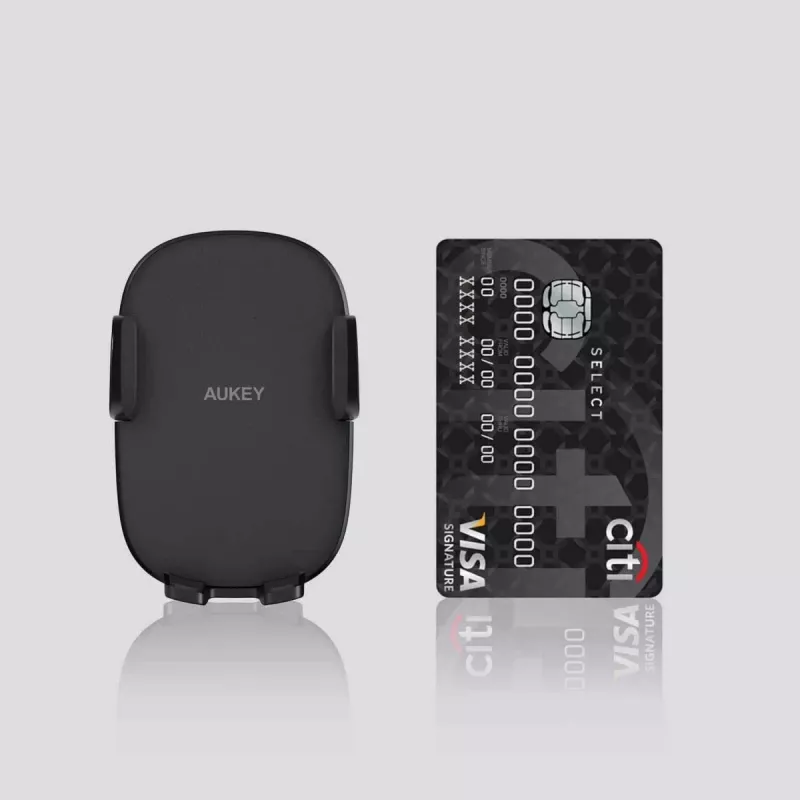 Laikiklis telefonui Aukey HD-C48 reguliuojamas 360° išmaniesiems telefonams ir mažoms planšetėms, spaustuvinis tvirtinimas, sukama ranka