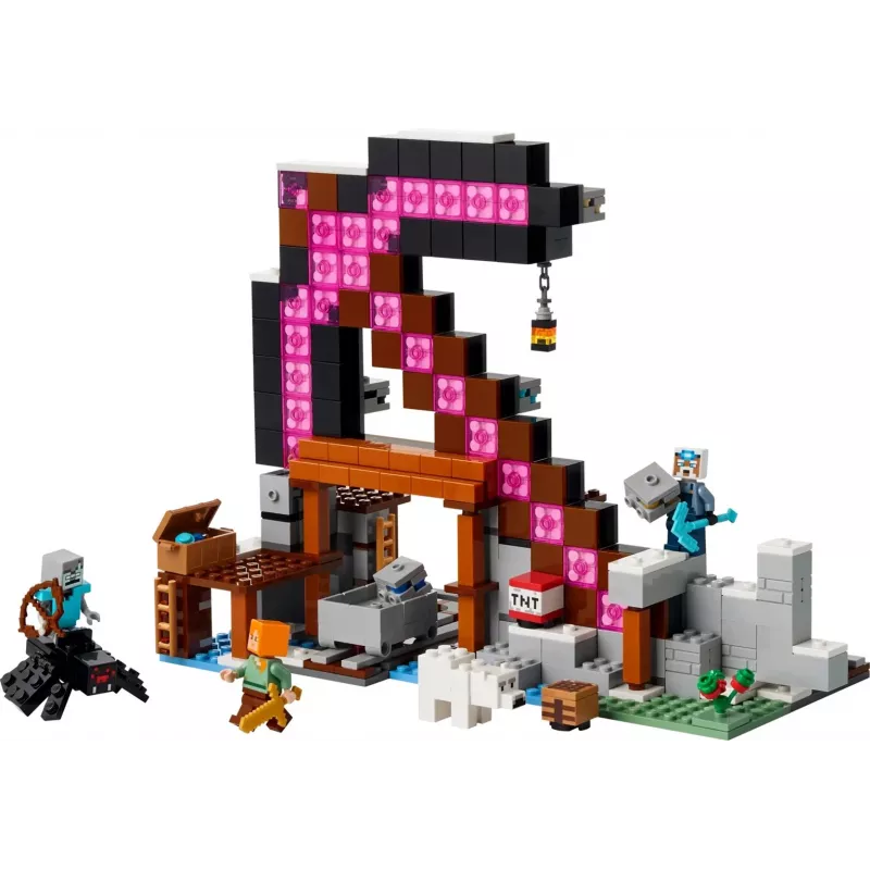 Konstruktorius LEGO Minecraft Kirtimo kasykla rinkinys 21277 — 530 dalių, 3 minifigūrėlės, nuo 8 metų
