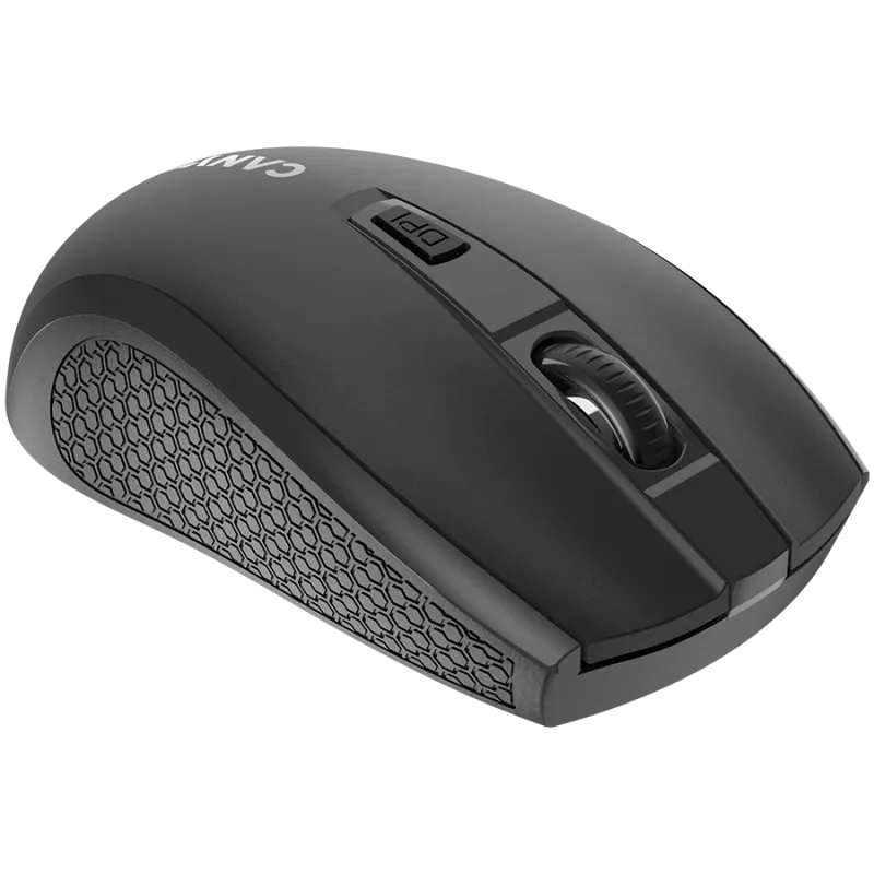 Belaidė pelė CANYON MW-7, 2.4 GHz, 6 mygtukai, DPI 800/1200/1600, su 1 AA baterija, 110×60×37 mm, 58 g, juoda