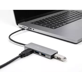 DeLOCK 63173 USB 3.2 Gen 1 šakotuvas, USB Type-C, 4× USB-A, 5000 Mbit/s, juodas